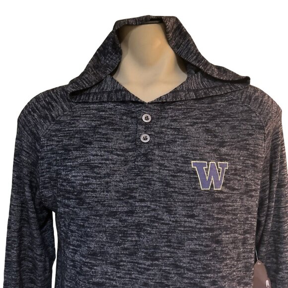 New WASHINGTON HUSKIES Men's Gray Athletic Hoodie Logo Hooded Sweater L - Picture 2 of 6